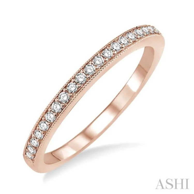 High-Quality Diamond Wedding Bands-1/5 Ctw Round Cut Diamond Wedding Band in 14K Rose Gold