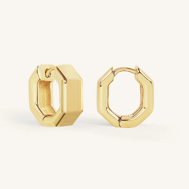 Geometric Crystal Earrings-Juno Huggies