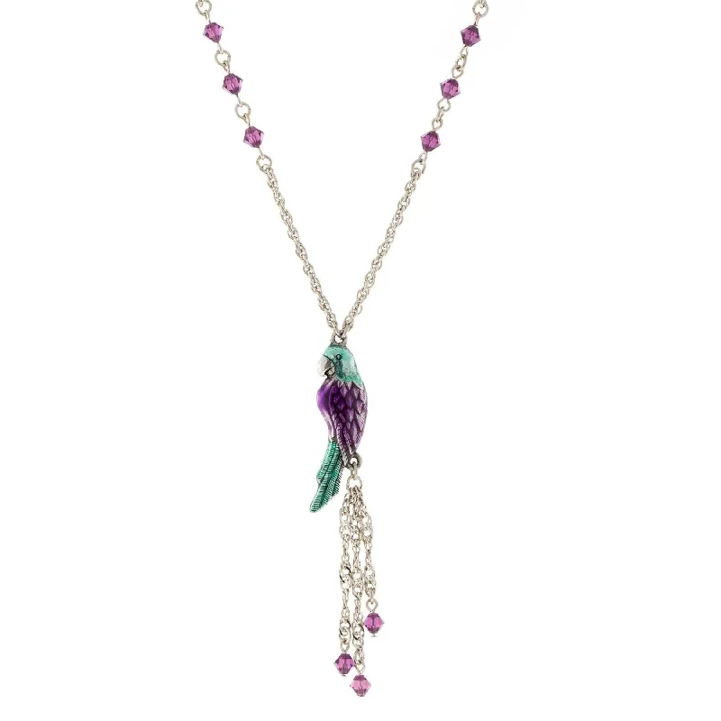 Chakra Necklaces-1928 Jewelry Neotropic Exotic Parrot Crystal Tassel Necklace 16" + 3" Extender