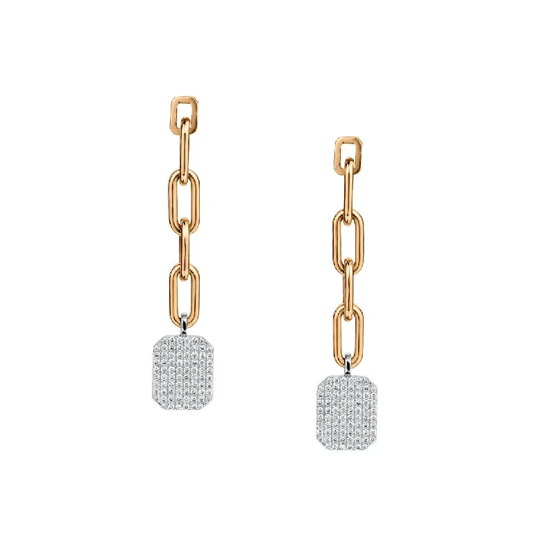 Crystal Hoop Earrings-DIAMOND DROP CHAIN LINK EARRINGS