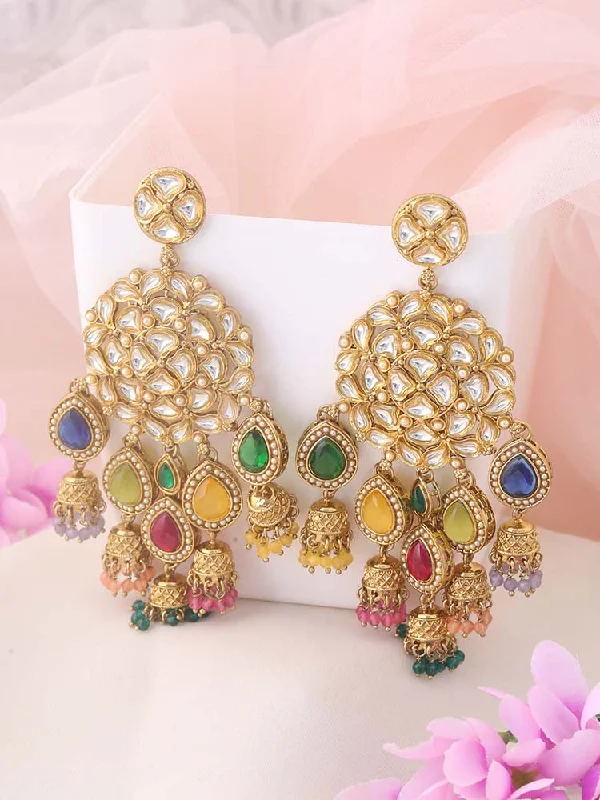 Simple Gold Drop Earrings-Multicolor Lavanya Chandbalis