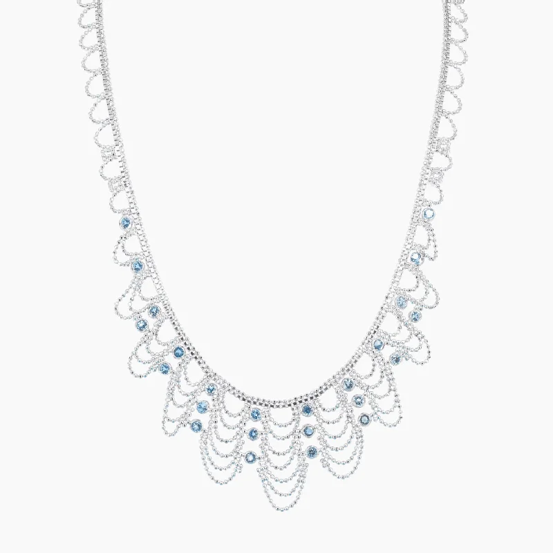 Simple Necklaces-Silk Collection Crown Necklace with Blue Topaz Accents