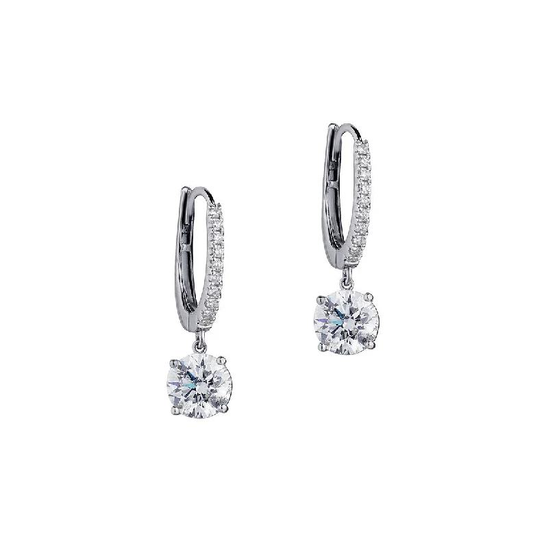 Simple Designer Earrings-ROUND DIAMOND DROP EARRINGS