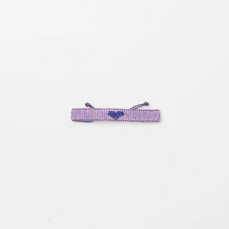 Custom Name Bracelets for Girls with Charms-Woven Heart Bracelet - Violet/Ink