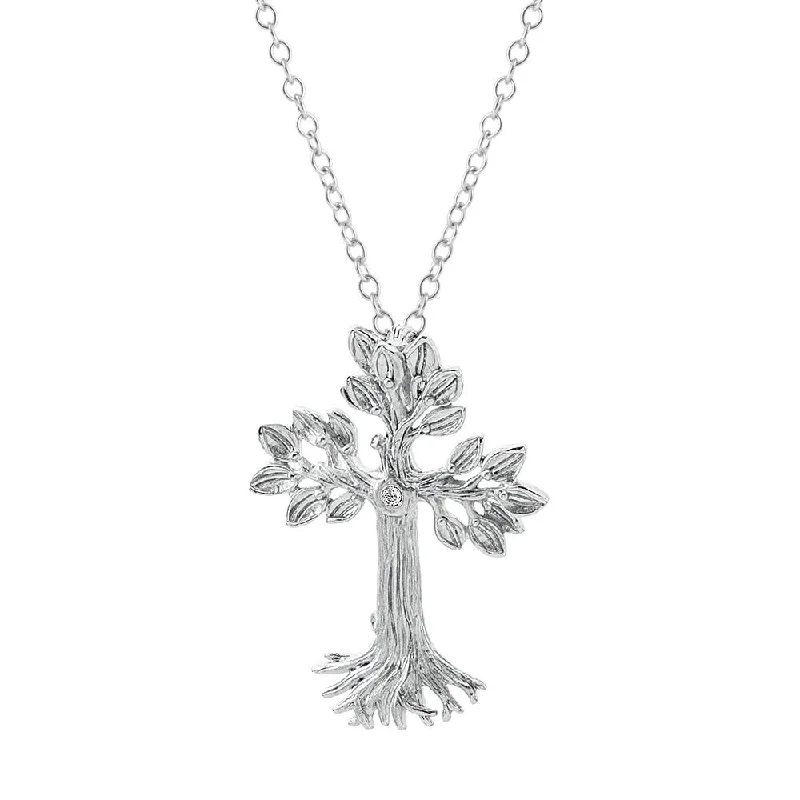 Multi-Layer Necklaces-Armenian Tree of Life 33mm Cross Pendant Necklace with Diamonds