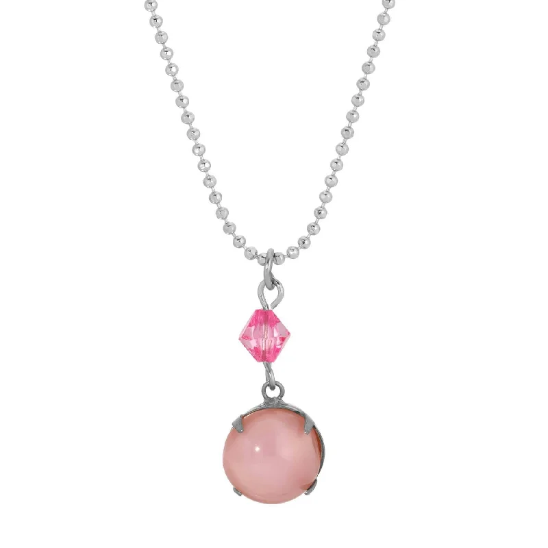 Bridesmaid Necklaces-1928 Jewelry Roseate Paradise Fuchsia Bead Pink Moonstone Pendant Necklace 16"