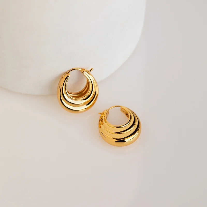 Stylish Drop Earrings-Katrina Ribbed Hoops