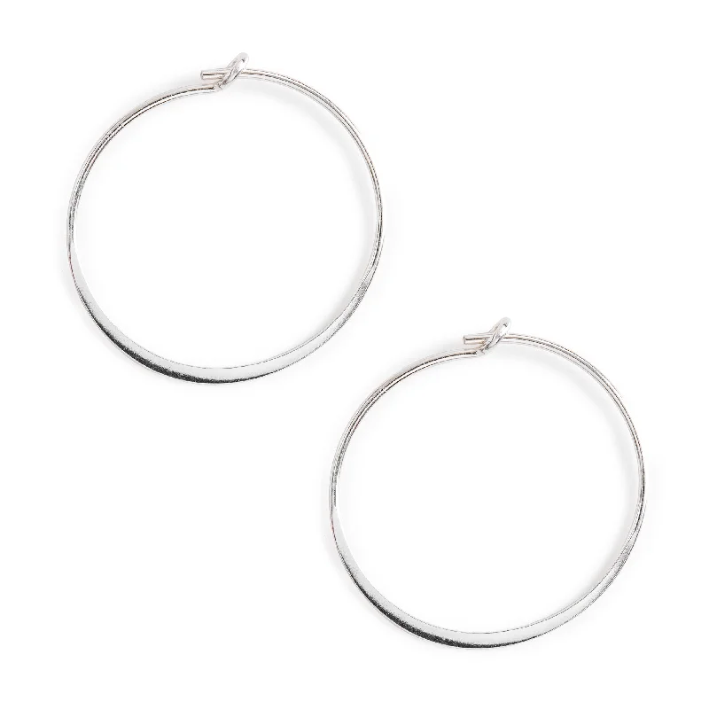 Dazzling Silver Drop Earrings-Silver Flat Hoop Earrings