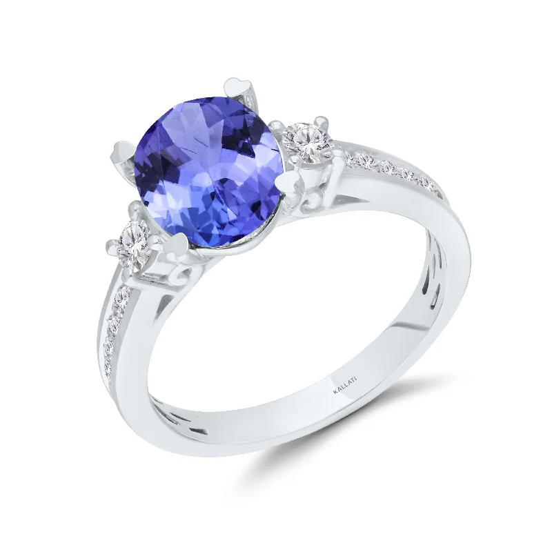 Personalized Wedding Rings for Women-Kallati Tanzanite Diamond Ring