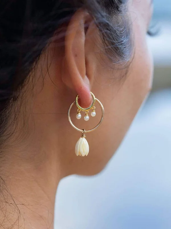 Large Crystal Hoop Earrings-Pikake Gold Hoop Earrings - Pikake