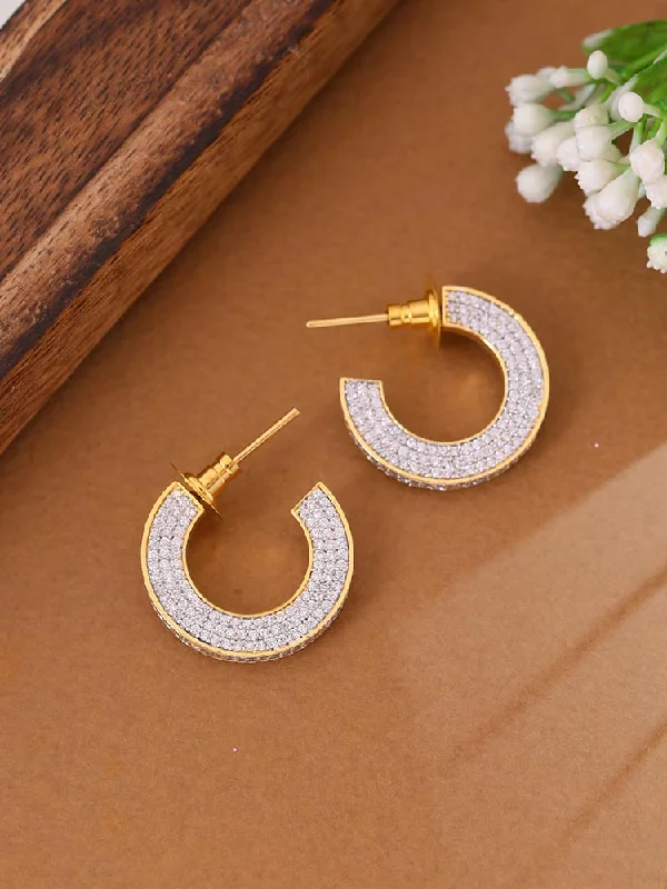 Custom Hoop Earrings-Golden Elania Zirconia Hoops