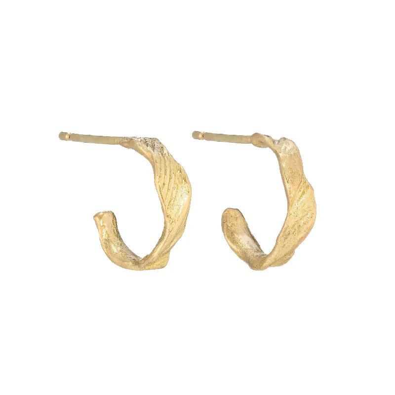 Big Hoop Earrings-Mini Ripple Hoops 18ct Gold