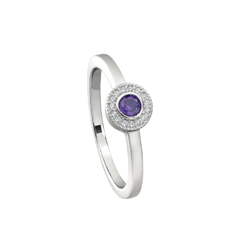 Handmade Engagement Bands-Birth Gems Amethyst Ring