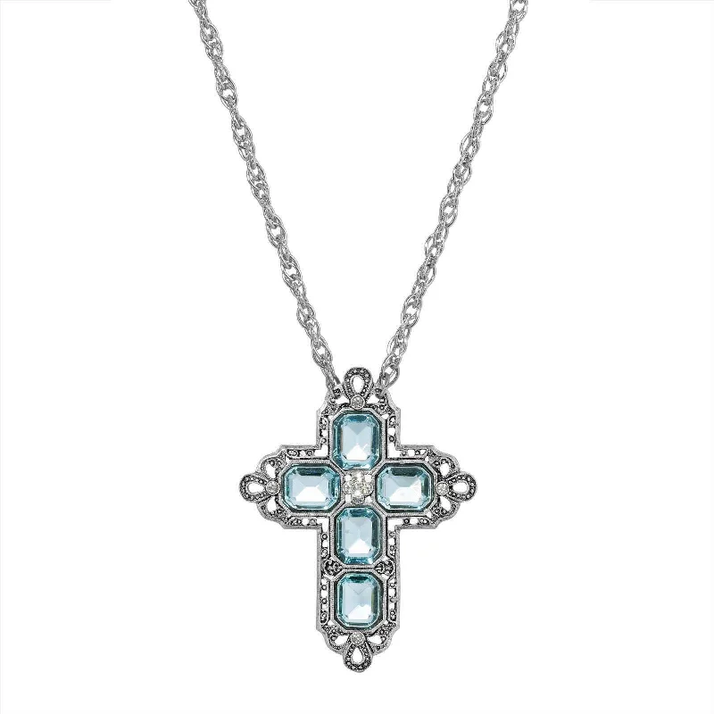 Personalized Heart Necklaces-Symbols Of Faith Regal Filigree Crystal Cross Pendant Necklace 20"