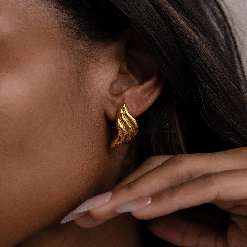 Small Hoop Drop Earrings-Bold Wing Studs