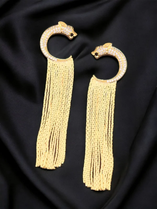 Simple Gemstone Earrings-Golden Beatriz Tassels