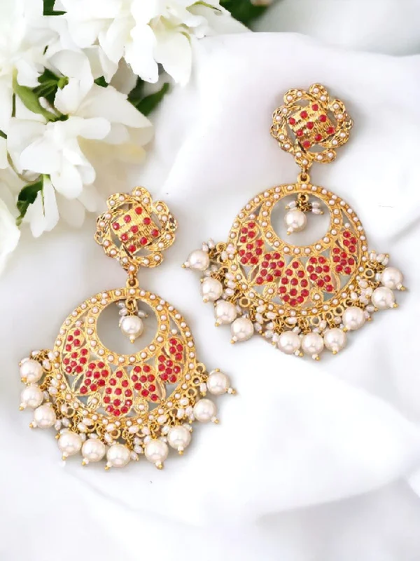 Dazzling Gemstone Earrings-Ruby Urva Ethnic Chaandbalis