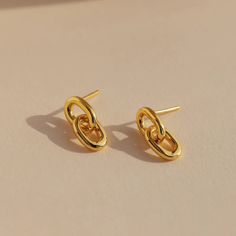 Unique Drop Earrings for Women-Link Drop Studs