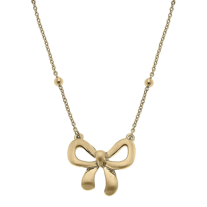 Designer Gold Necklaces-Rosalie Bow Pendant Necklace