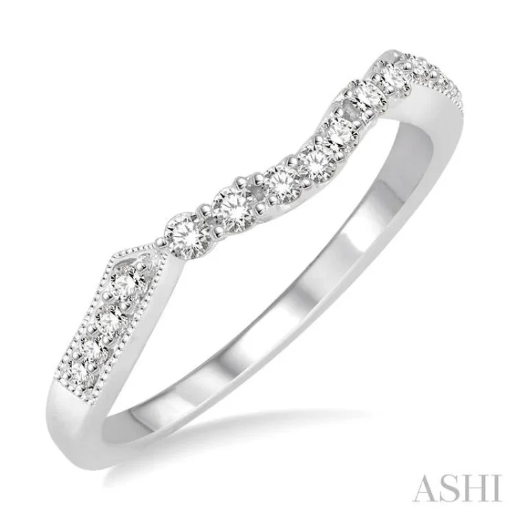 Custom Promise Rings for Couples-1/5 Ctw Round Cut Diamond Wedding Band in 14K White Gold