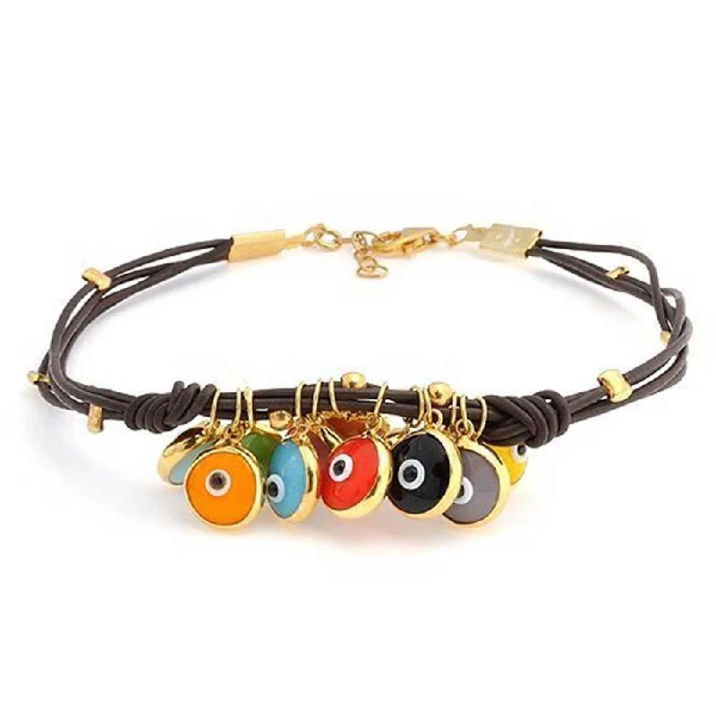 Personalized Gold Bracelets with Birthstones-Protection Good Luck Amulet Strand Bracelet with Multicolor Evil Eye Beads 7-7.5 Inch