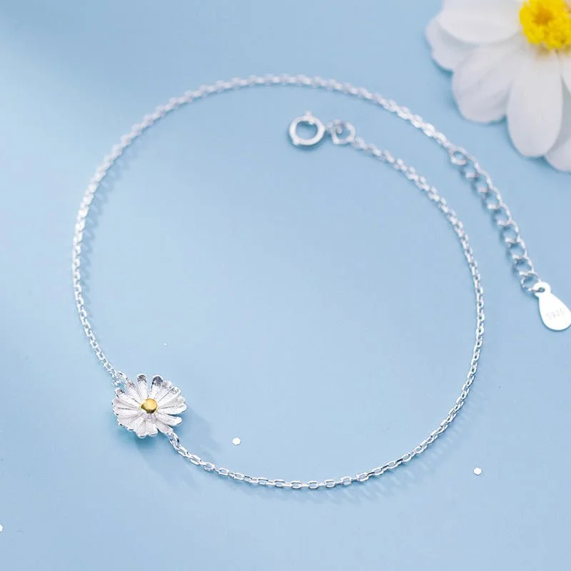 Personalized Bar Bracelets with Gemstones-Sunflower Sterling Silver Bracelet