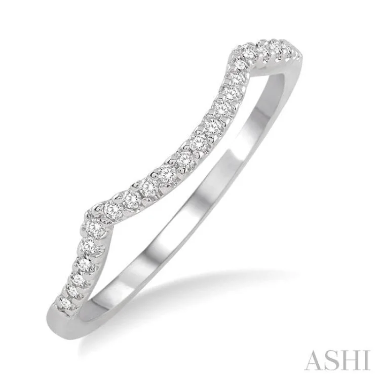 Diamond Engagement Bands for Women-1/10 Ctw Round Cut Diamond Wedding Band in 14K White Gold