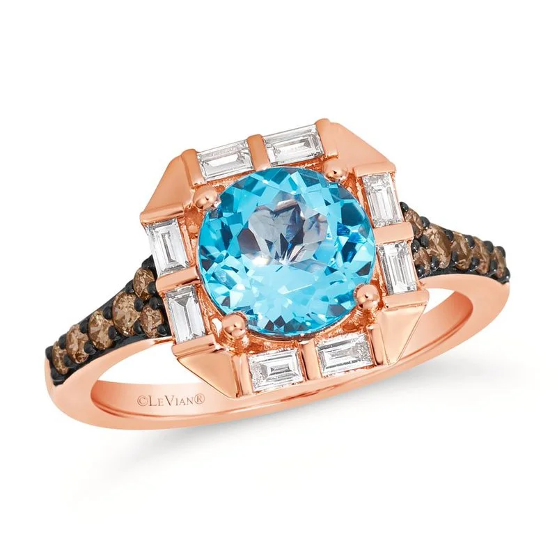 Custom Wedding Bands with Engraving-Le Vian Blue Topaz Ring