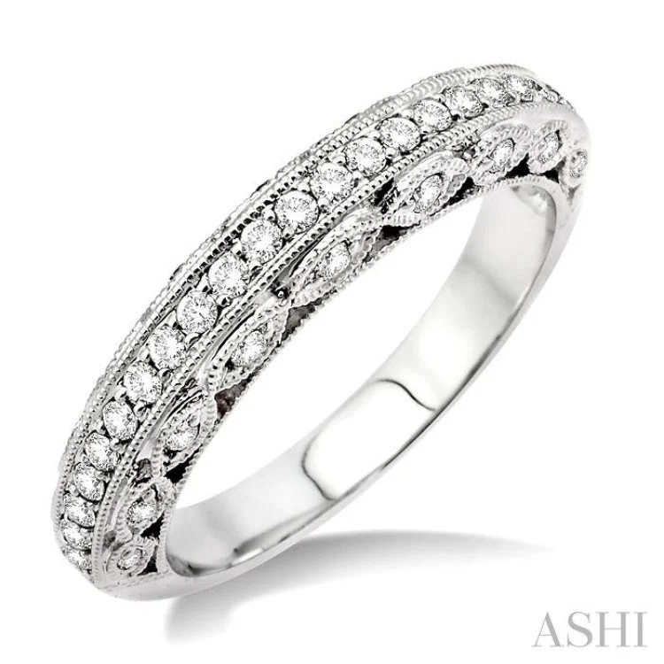 Luxury Gemstone Rings for Men-3/8 Ctw Diamond Matching Wedding Band in 14K White Gold