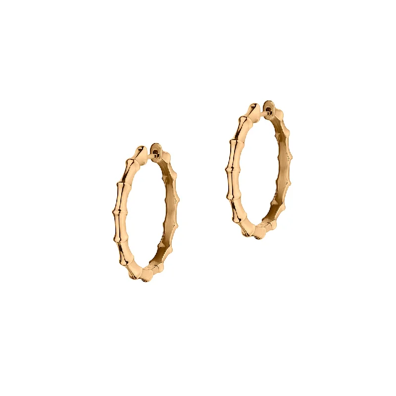 Simple Pearl Stud Earrings-BAMBOO STYLE HOOP EARRINGS