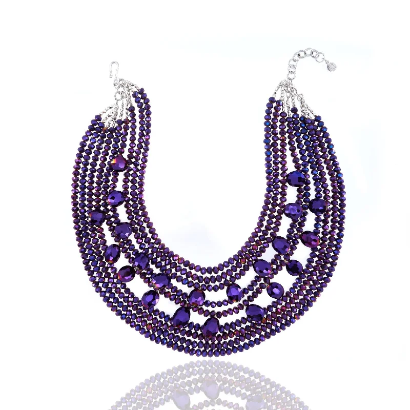 Unique Necklaces-Malia Glass Sparkler Necklace - Dark Purple