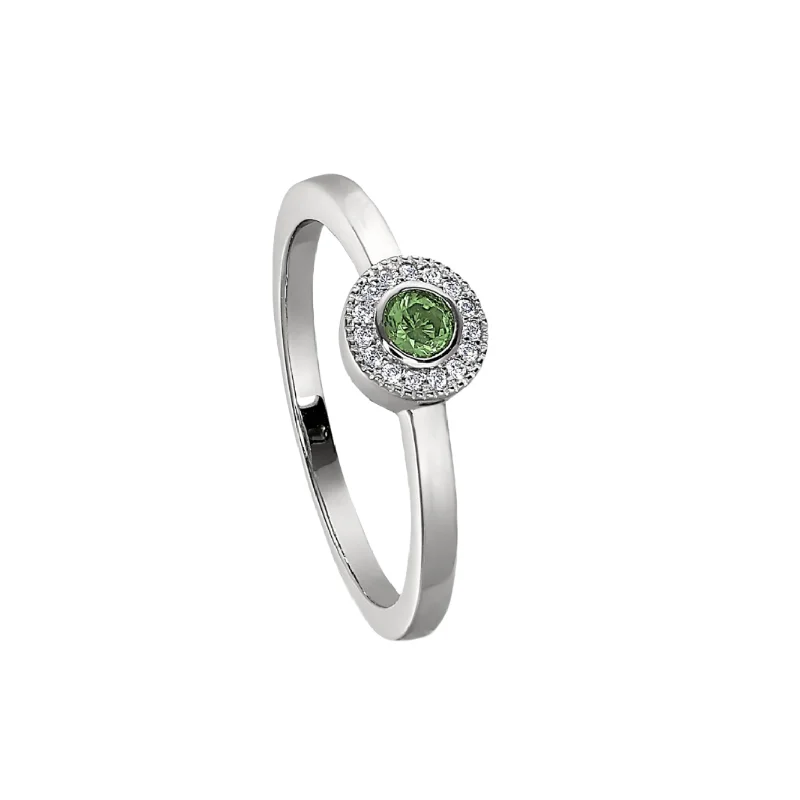 Personalized Promise Wedding Rings-Birth Gems Peridot Ring