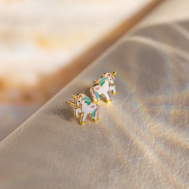 Luxury Crystal Hoop Earrings-Unicorn Studs