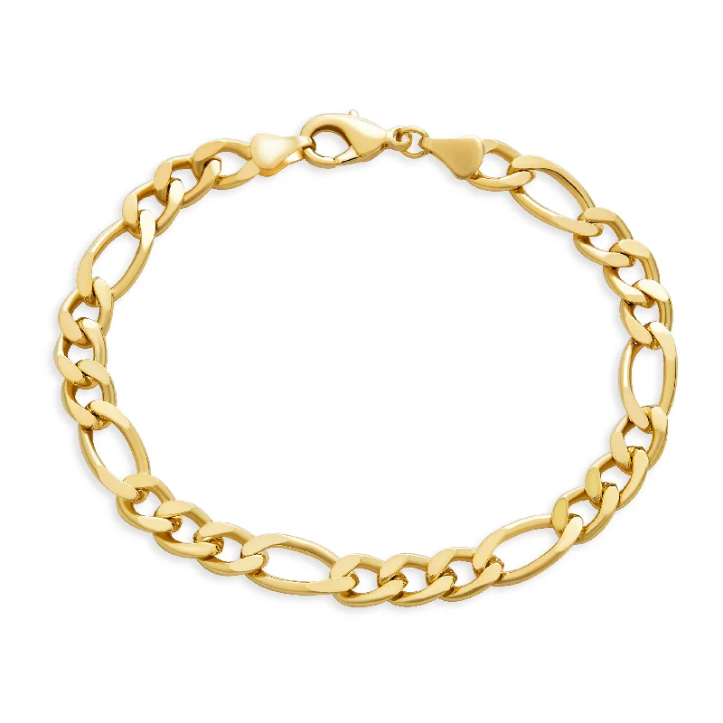 Custom Charm Cuff Bracelets-Traditional Men's 7MM Miami Cuban Chain Link Bracelet 18K Gold Plated 8-8.5 Inch