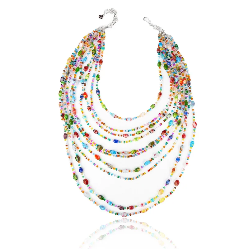 Trendy Fashion Necklaces-Caliope Cascading Chain - Glass Boho