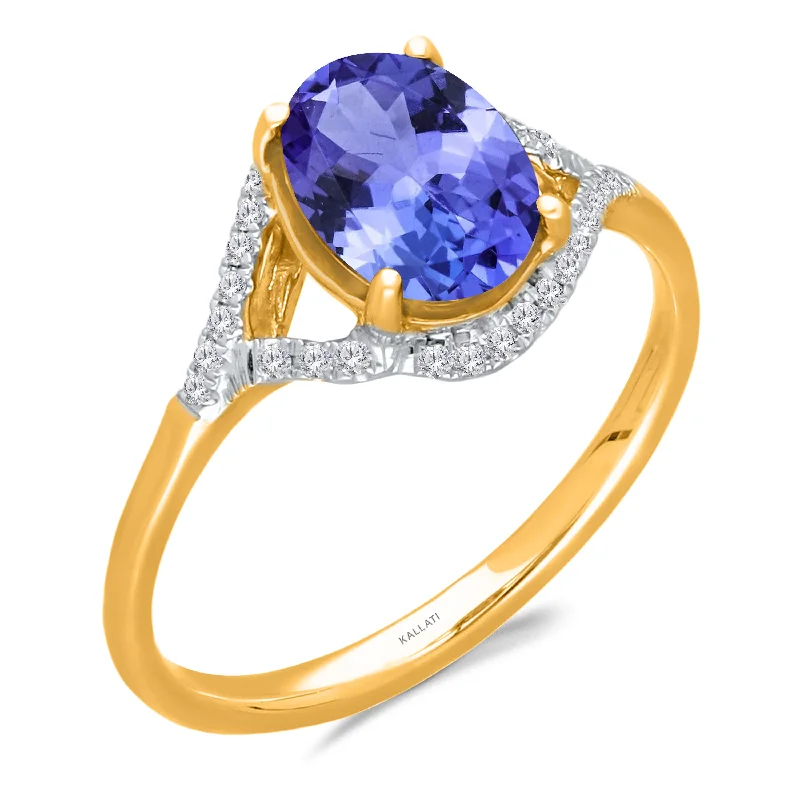 Simple Custom Wedding Band Sets-Kallati Tanzanite Diamond Ring