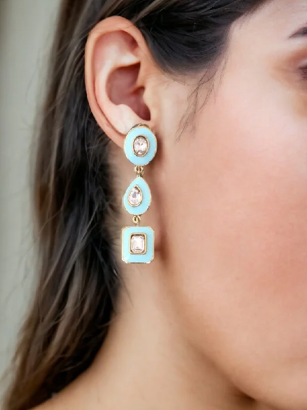 Elegant Hoop Earrings for Women-Turquoise Shreena Danglers - EOSS