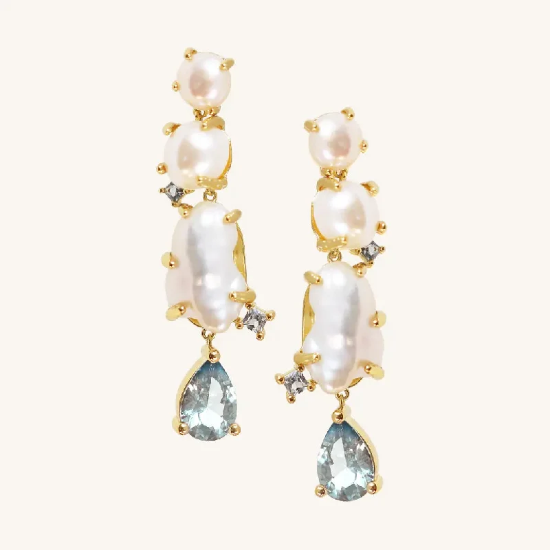 Trendy Drop Earrings for Women-Something Blue Pearl Earrings