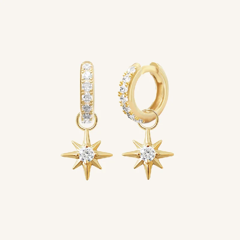 Luxury Drop Earrings for Women-Contentment Star Crystal Hoops