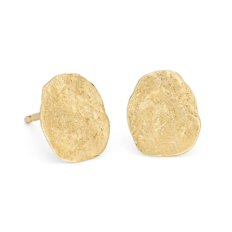 Cute Drop Gemstone Earrings-Pressed Nugget Studs 18ct Gold