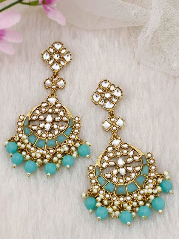 Personalized Drop Earrings-Turquoise Anvi Chandbalis