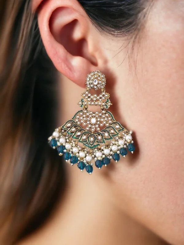 Stylish Silver Earrings for Women-Emerald Maanvi Chaandbalis