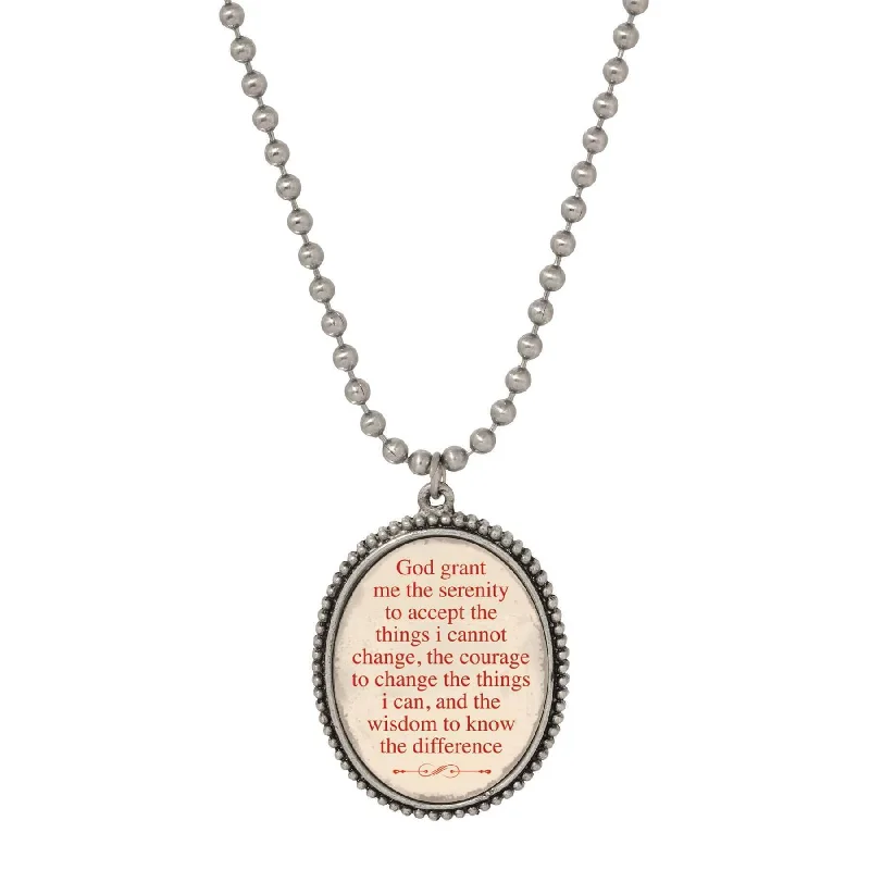 Engraved Necklaces-Symbols Of Faith Serenity Prayer Oval Pendant Necklace 22"