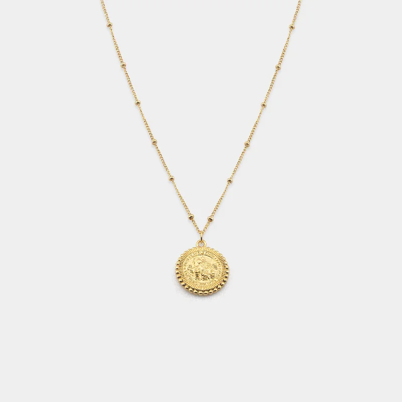 Emerald Necklaces-St. Christopher Satellite Coin Necklace - Gold