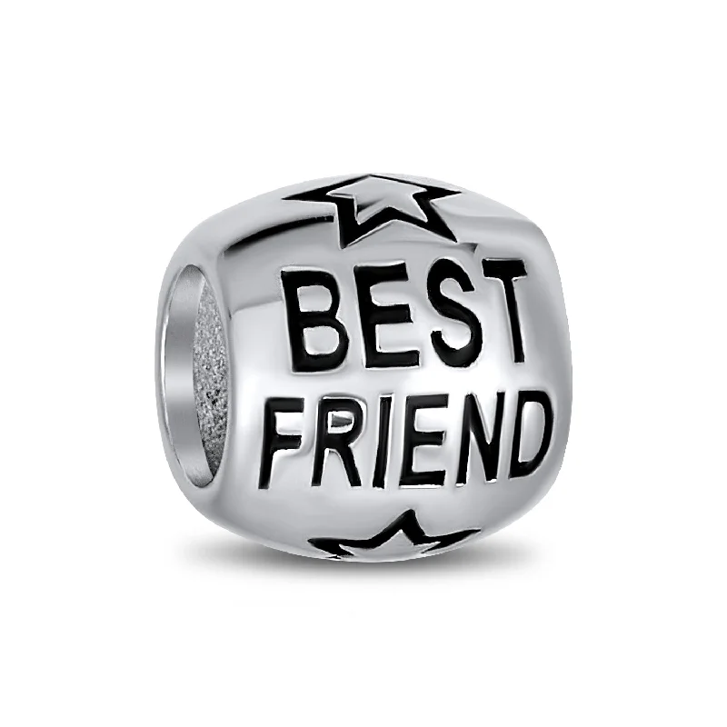 Personalized Tennis Bracelets for Weddings-Word Best Friend Star BFF Charm Bead Sterling Silver for European Bracelet