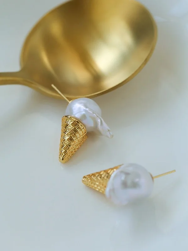 Designer Gemstone Earrings-Ice Cream Baroque Pearl Earrings