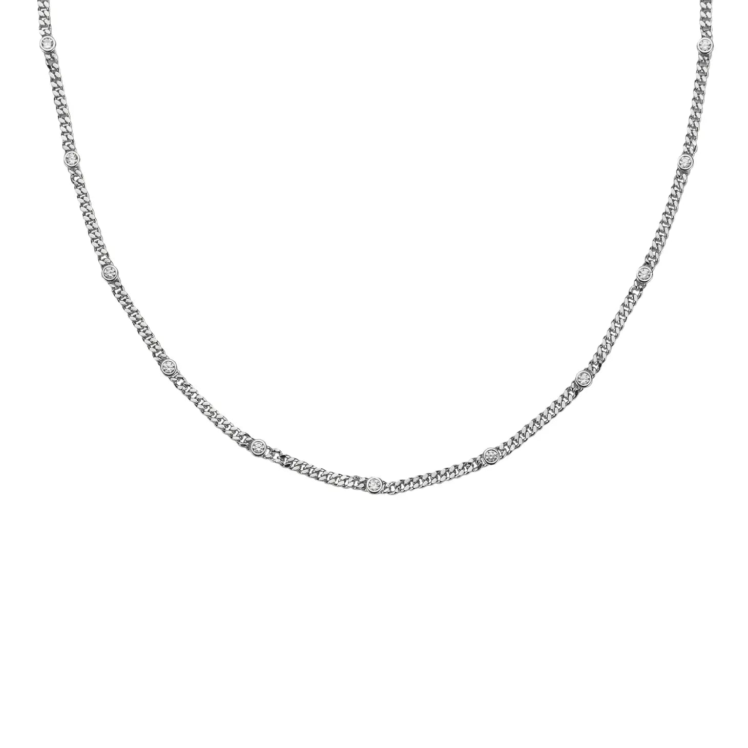 Heart Pendant Necklaces-Silver CZ Dainty Choker