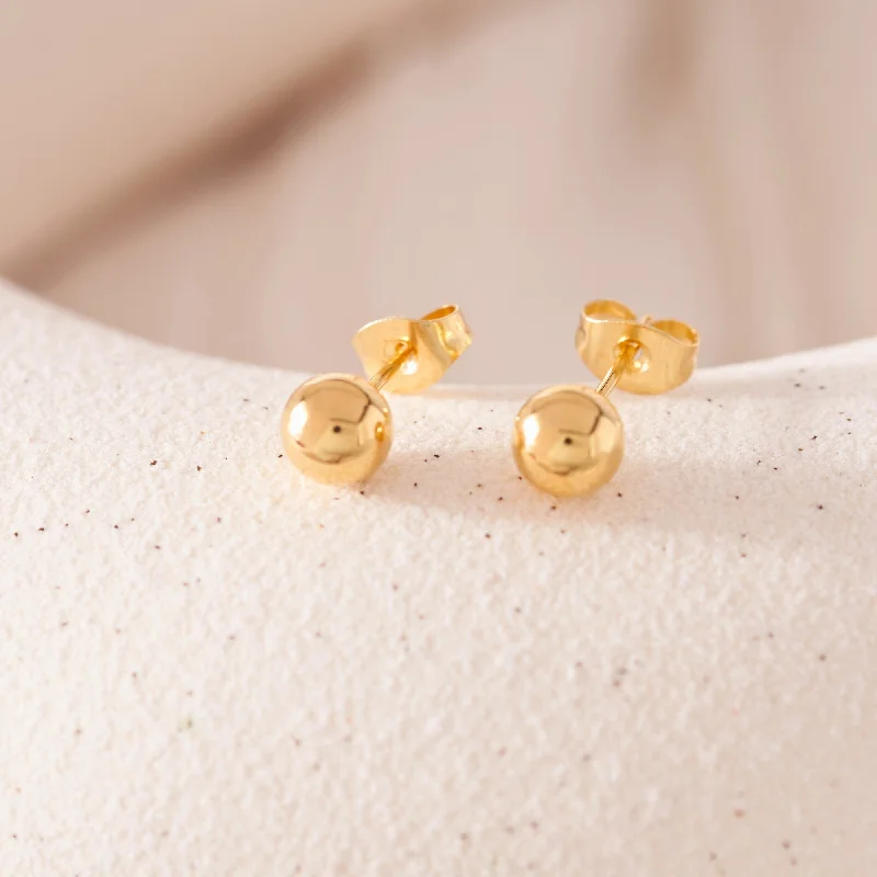 Custom Crystal Earrings for Women-Gold Ball Studs