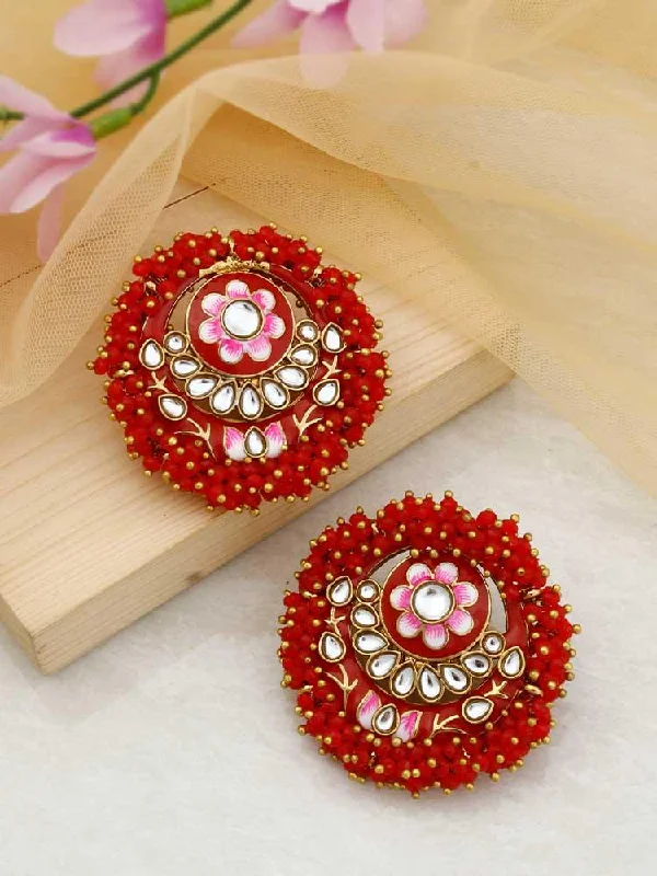 Stylish Gemstone Earrings-Red Anju Studs