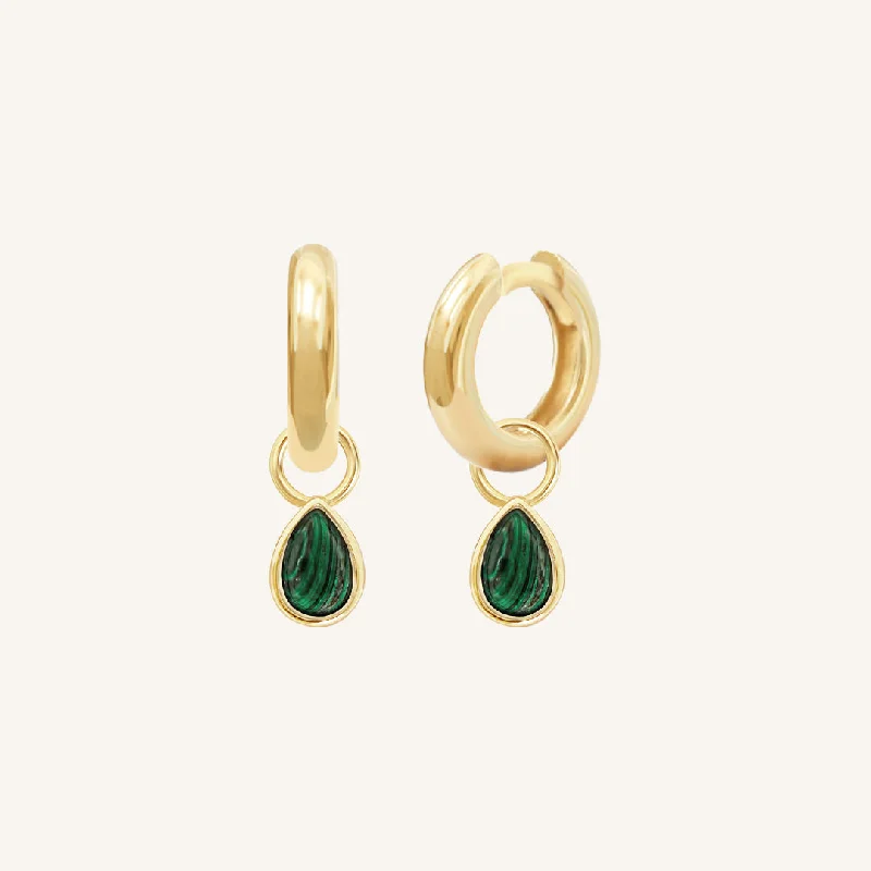 Elegant Drop Crystal Earrings-Malachite Trove Charm Hoops